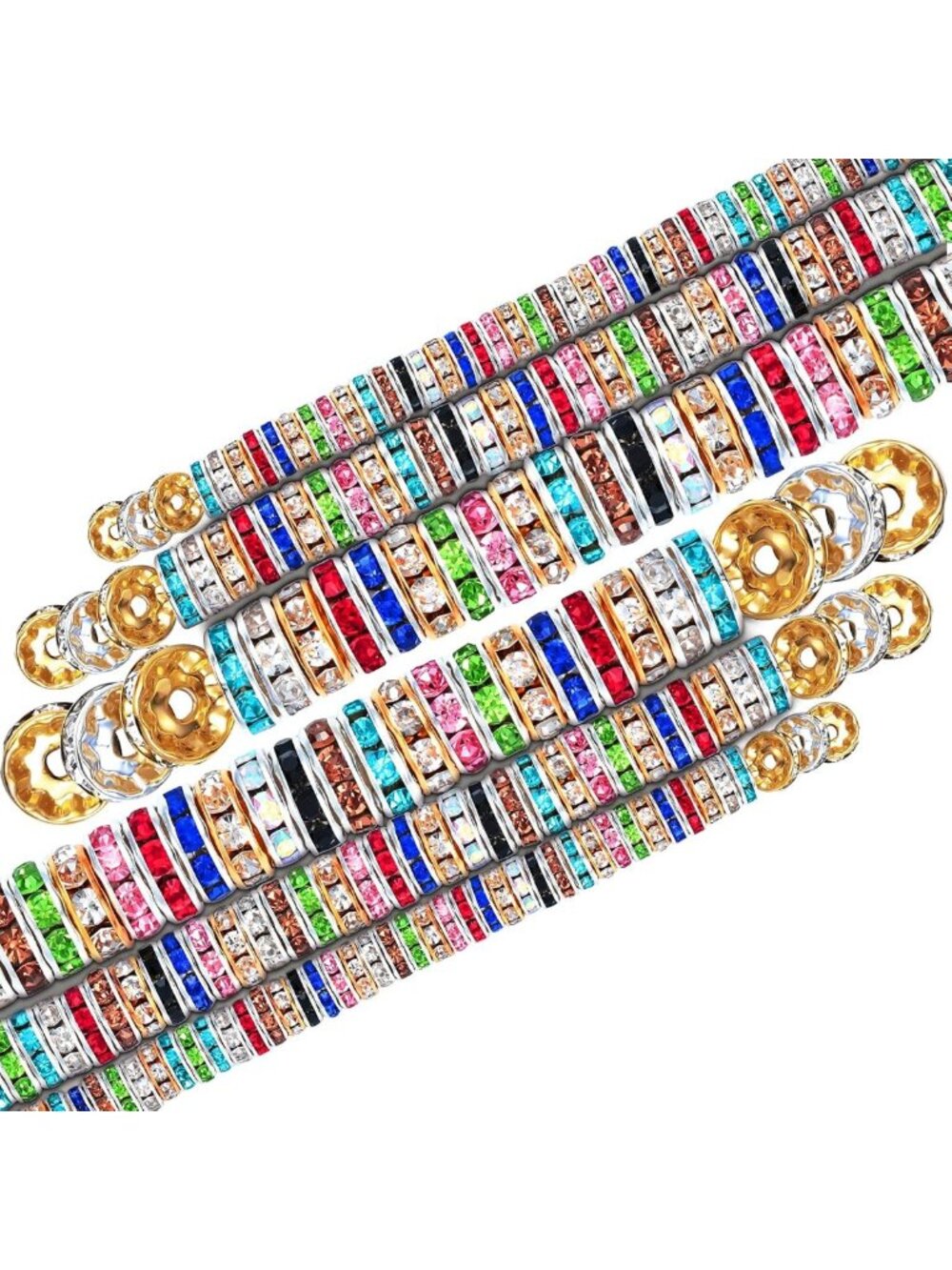 800 Mixed Color Crystal Rondelle Spacer Beads for Jewelry Making - 6mm, 8mm